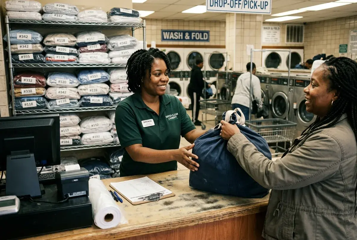 Drop-off wash dry fold service